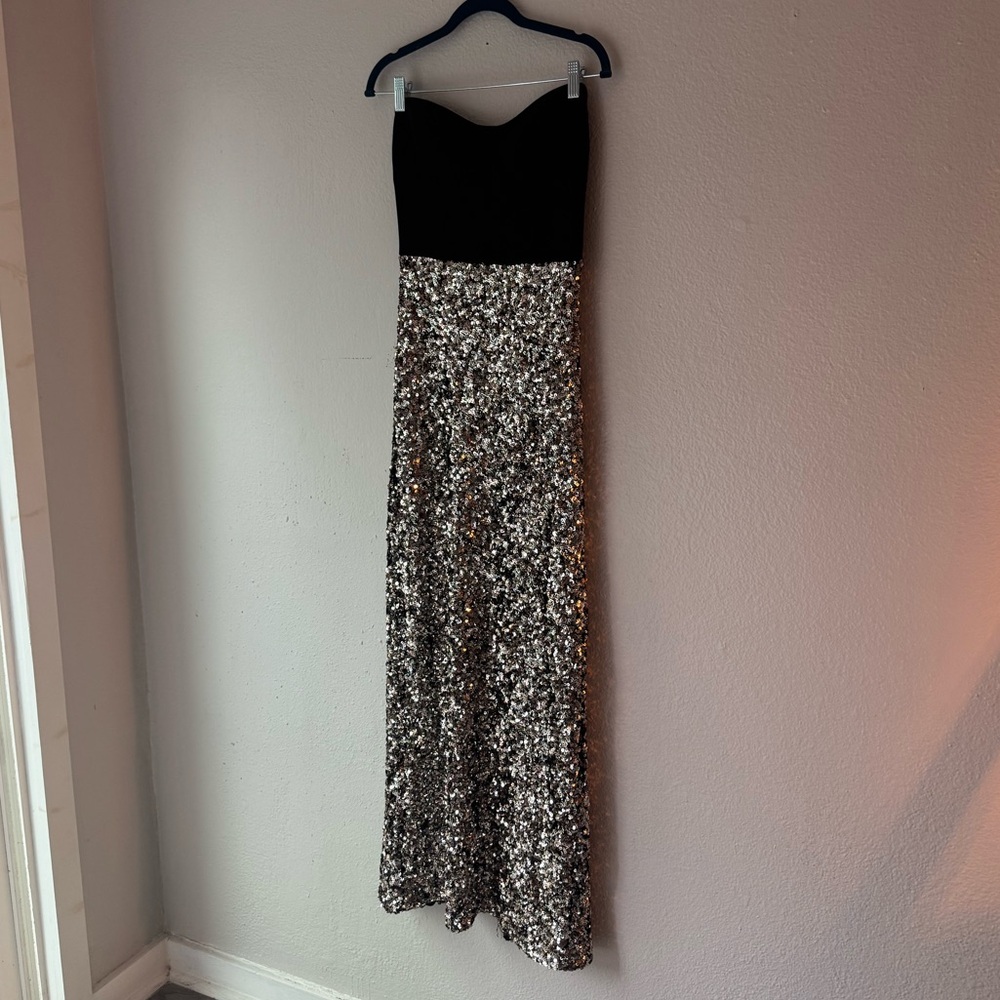 Elegant Black and Silver Strapless Dress